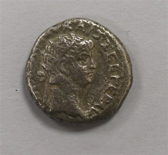 An ancient Roman coin: Alexandria mint, tetradrachm, Nero and Poppaea.